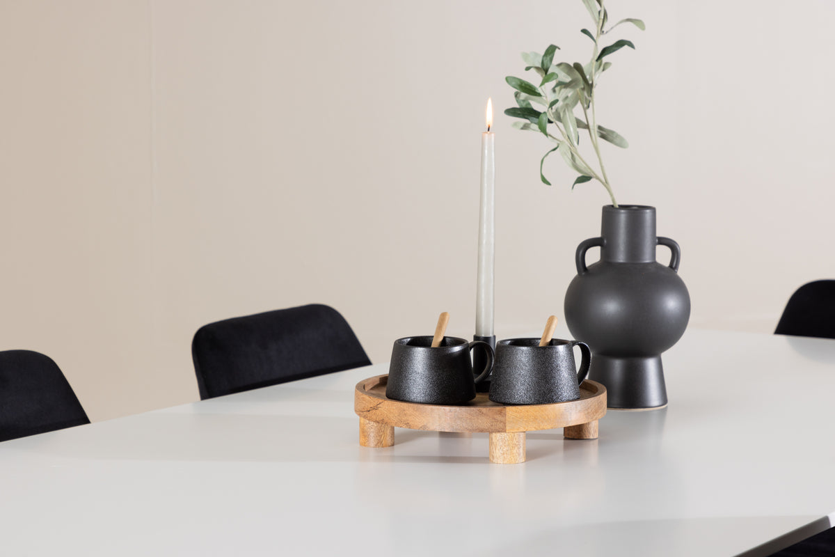 Venture Design Night & Silar Matstolar 2-pack Svart + Rektangulära Matbord 180 x 90 Vit