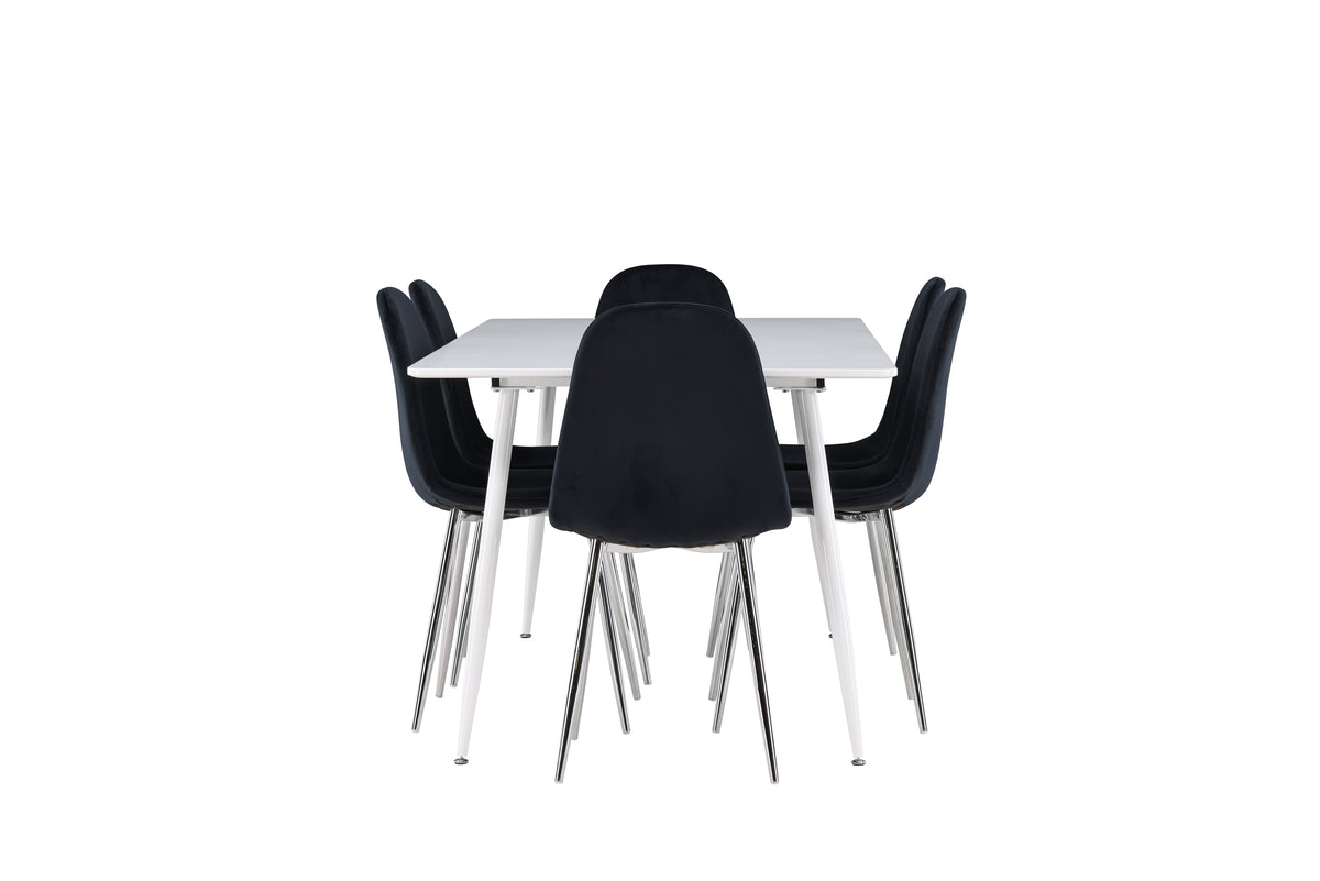 Venture Design Polar & Silar Matstolar 2-pack Svart + Rektangulära Matbord 180 x 90 Vit