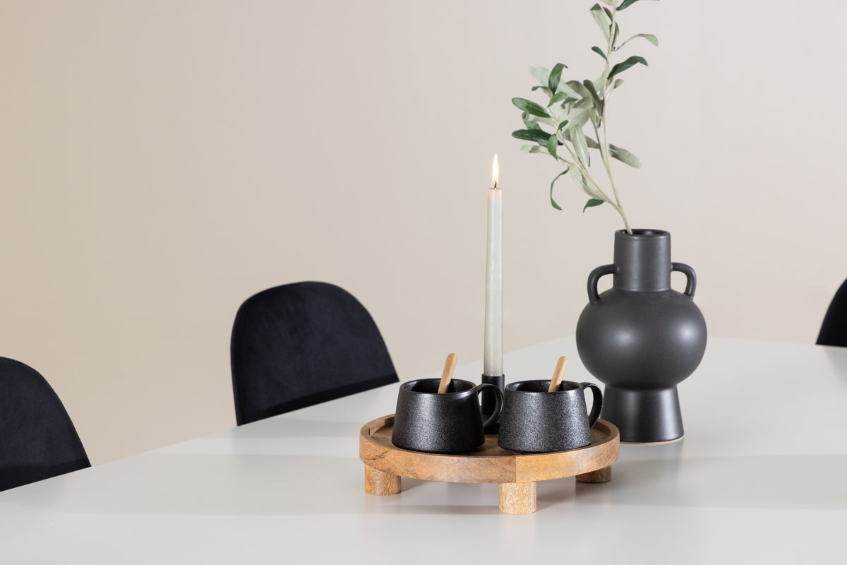 Venture Design Polar & Silar Matstolar 2-pack Svart + Rektangulära Matbord 180 x 90 Vit