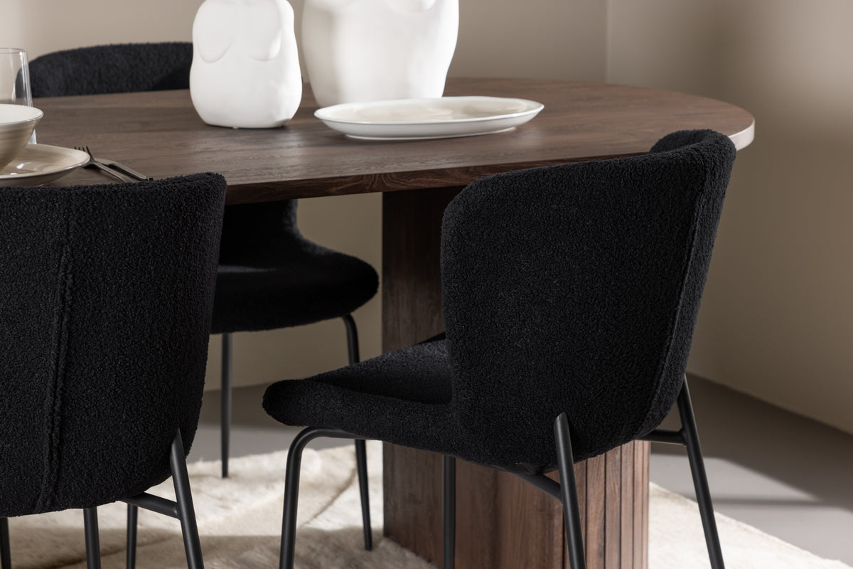 Venture Design Härön & Modesto Ovala Matbord 200 x 90 Mocka + Matstolar 2-pack Svart