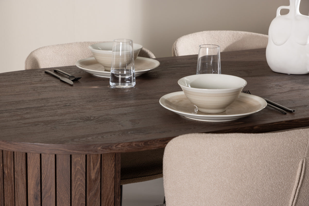 Venture Design Modesto & Härön Matstolar 2-pack Beige + Ovala Matbord 200 x 90 Mocka