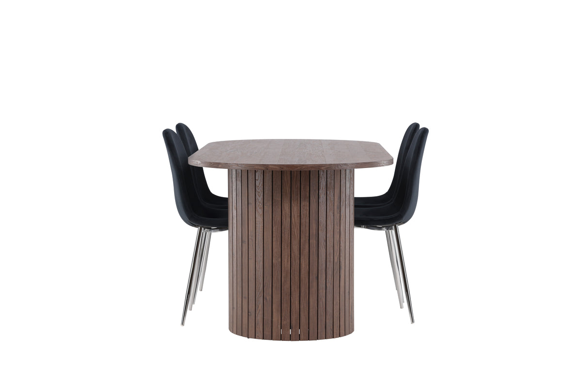 Venture Design Polar & Härön Matstolar 2-pack Svart + Ovala Matbord 200 x 90 Mocka