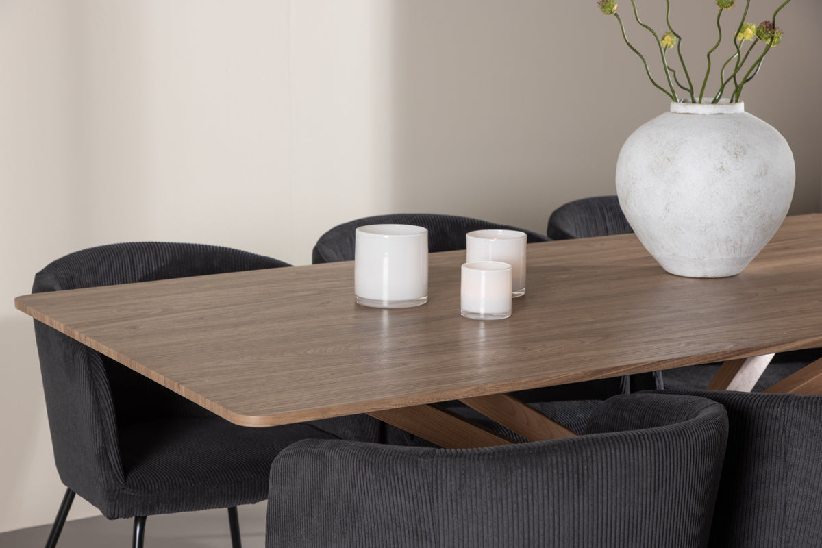 Venture Design Berit & Piazza Matstolar Svart + Rektangulära Matbord 180 x 90 Mocka