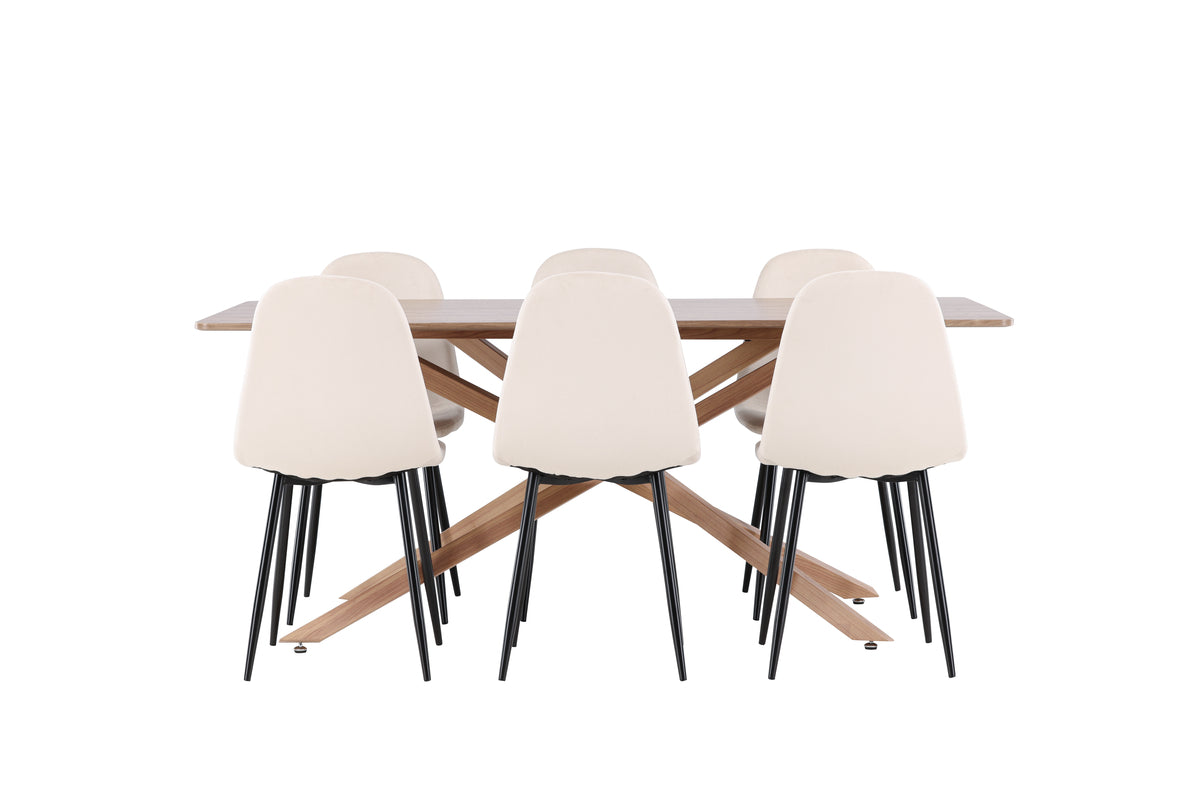 Venture Design Polar & Piazza Matstolar 2-pack Beige + Rektangulära Matbord 180 x 90 Mocka