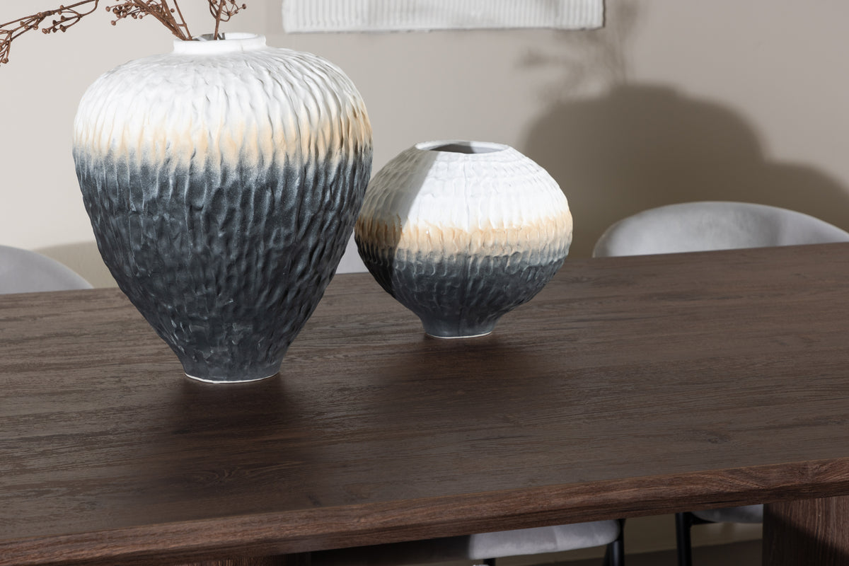 Venture Design Evelina & Olivia Matstolar 2-pack Grå + Rektangulära Matbord 210 x 100 Mocka
