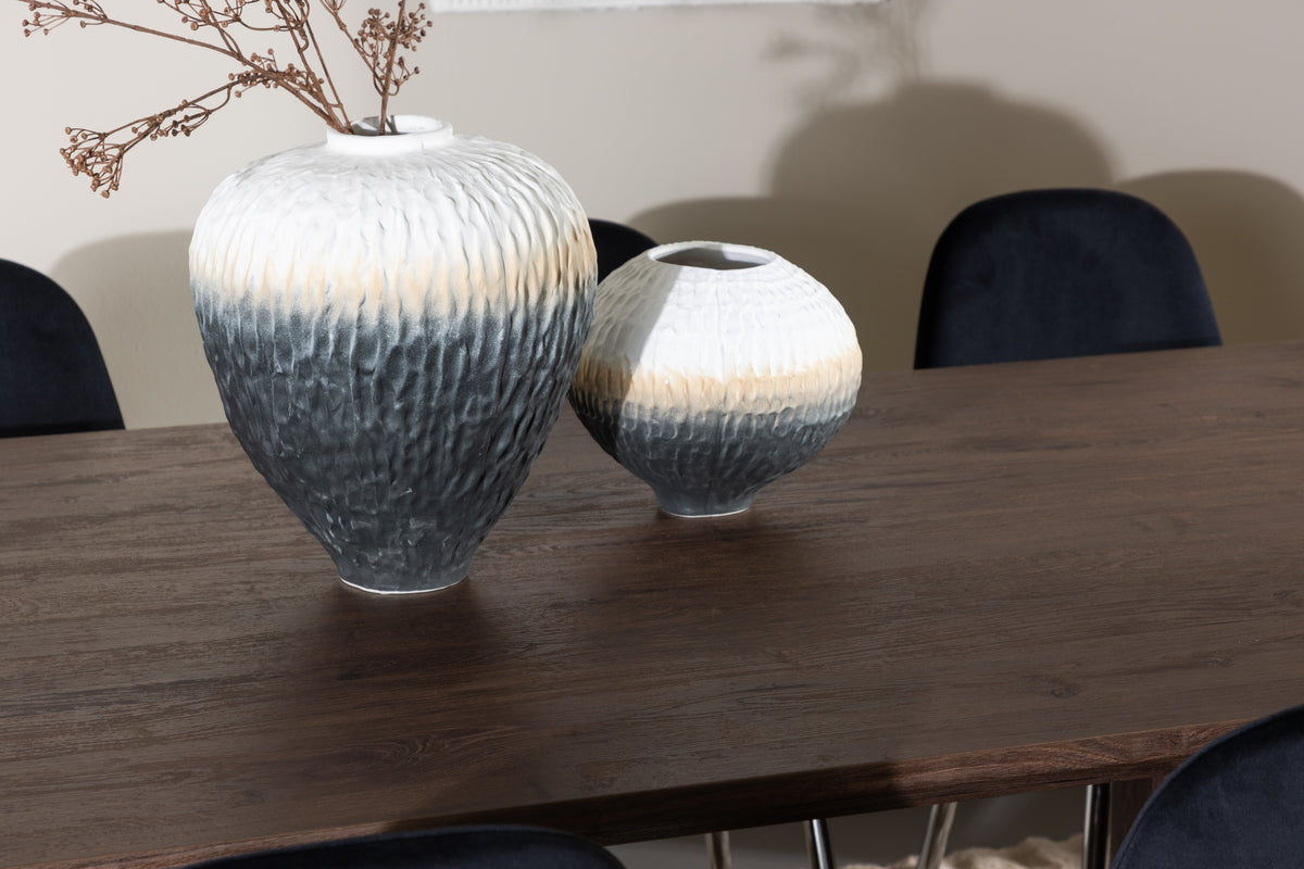Venture Design Polar & Olivia Matstolar 2-pack Svart + Rektangulära Matbord 210 x 100 Mocka