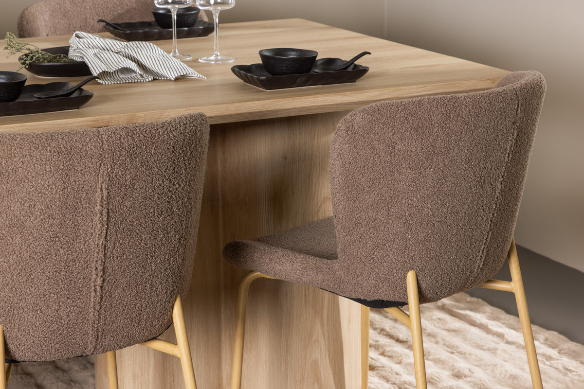 Venture Design Modesto & Olivia Matstolar 2-pack Brun + Rektangulära Matbord 210 x 100 Natur