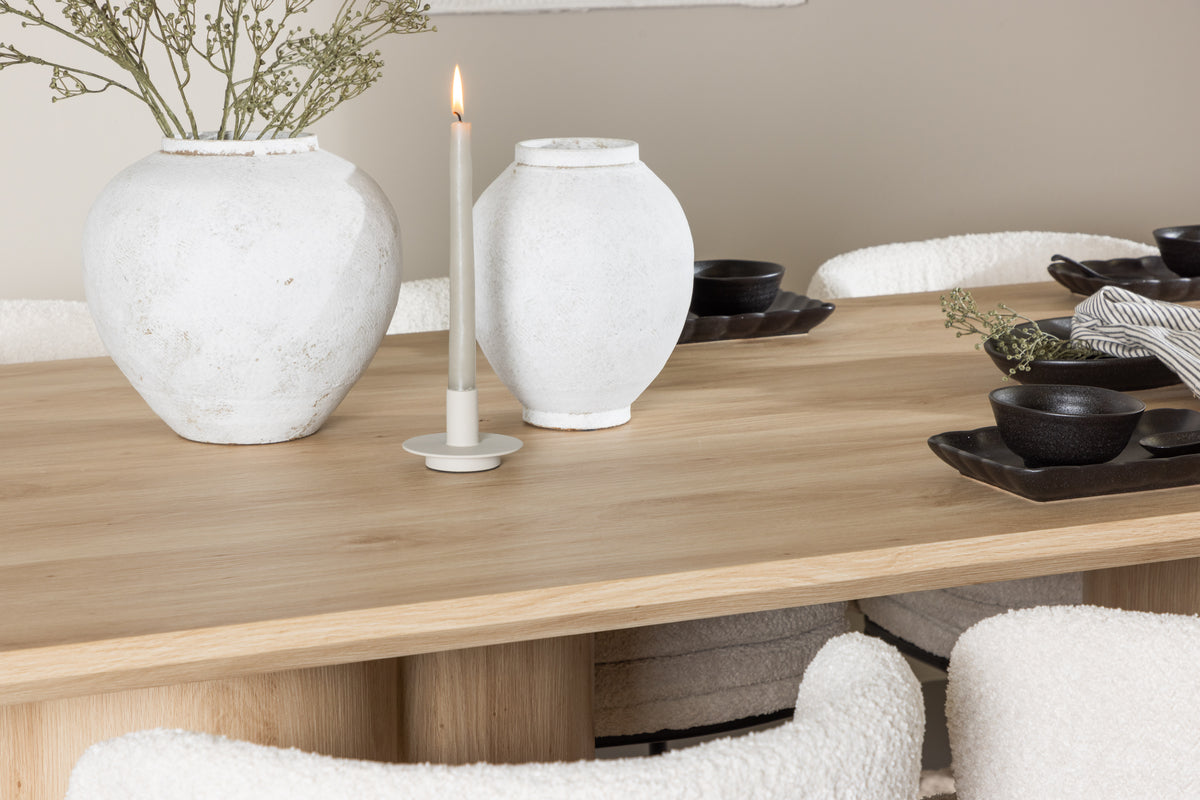 Venture Design Agnes & Olivia Matstolar 2-pack Vit + Rektangulära Matbord 210 x 100 Natur