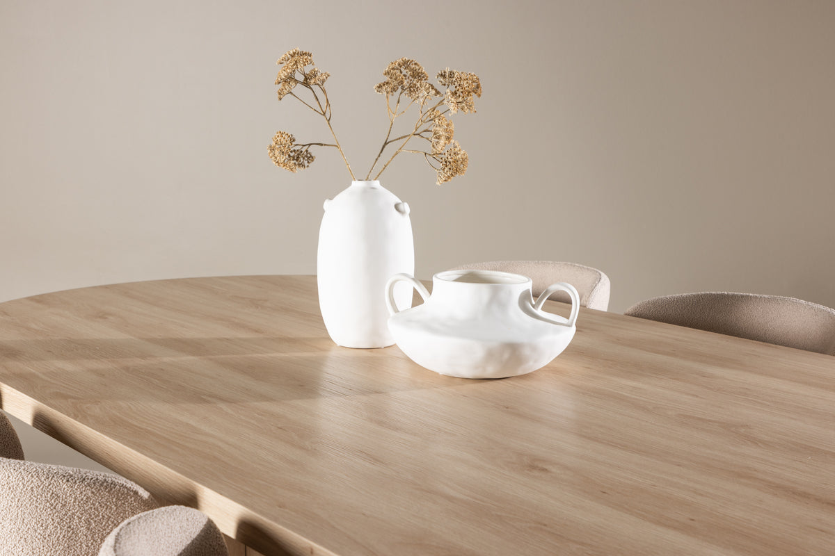 Venture Design Modesto & Bootcut Matstolar 2-pack Beige + Ovala Matbord 230 x 115 Natur