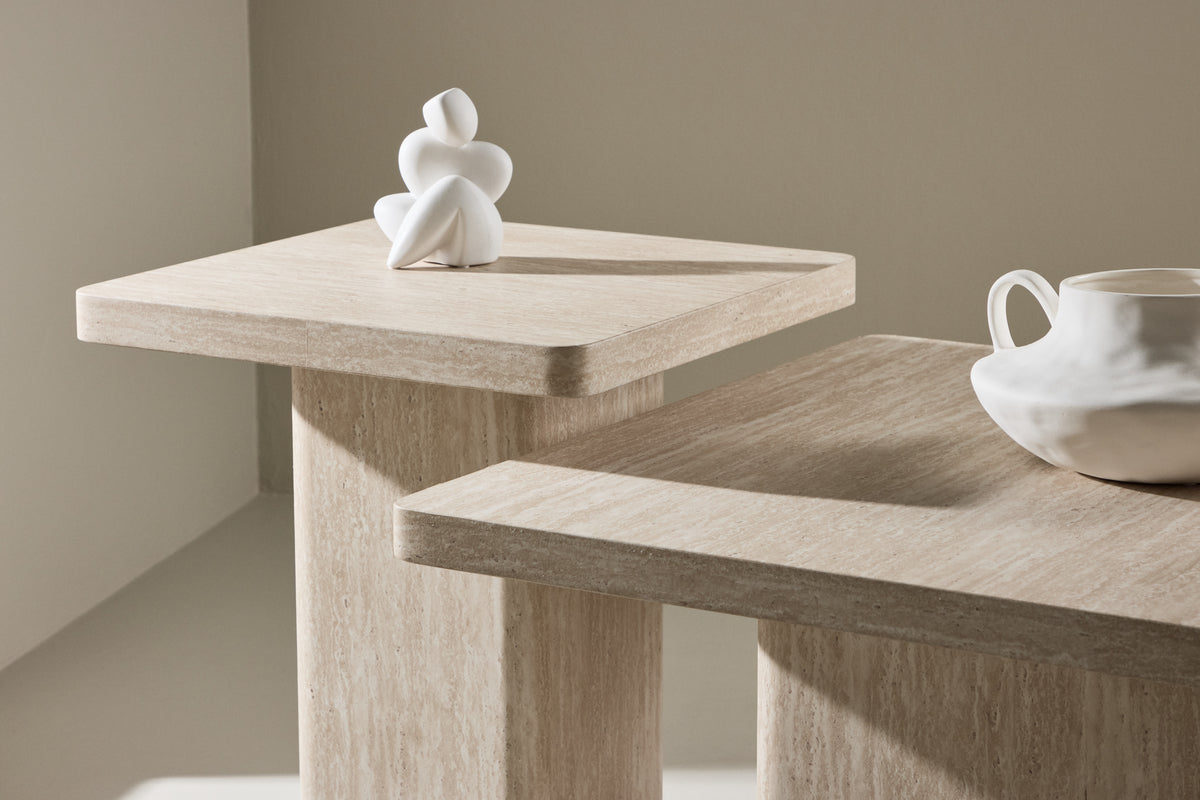 Venture Design Qvart Soffbord 50 x 50 Beige + Soffbord 80 x 80 Beige