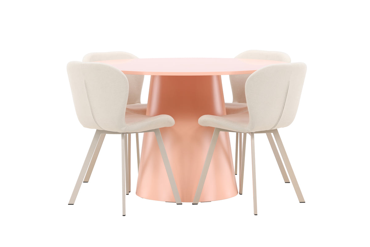 Venture Design Lanzo & Lilja Runda Matbord ⌀120 Persika + Matstolar 2-pack Beige