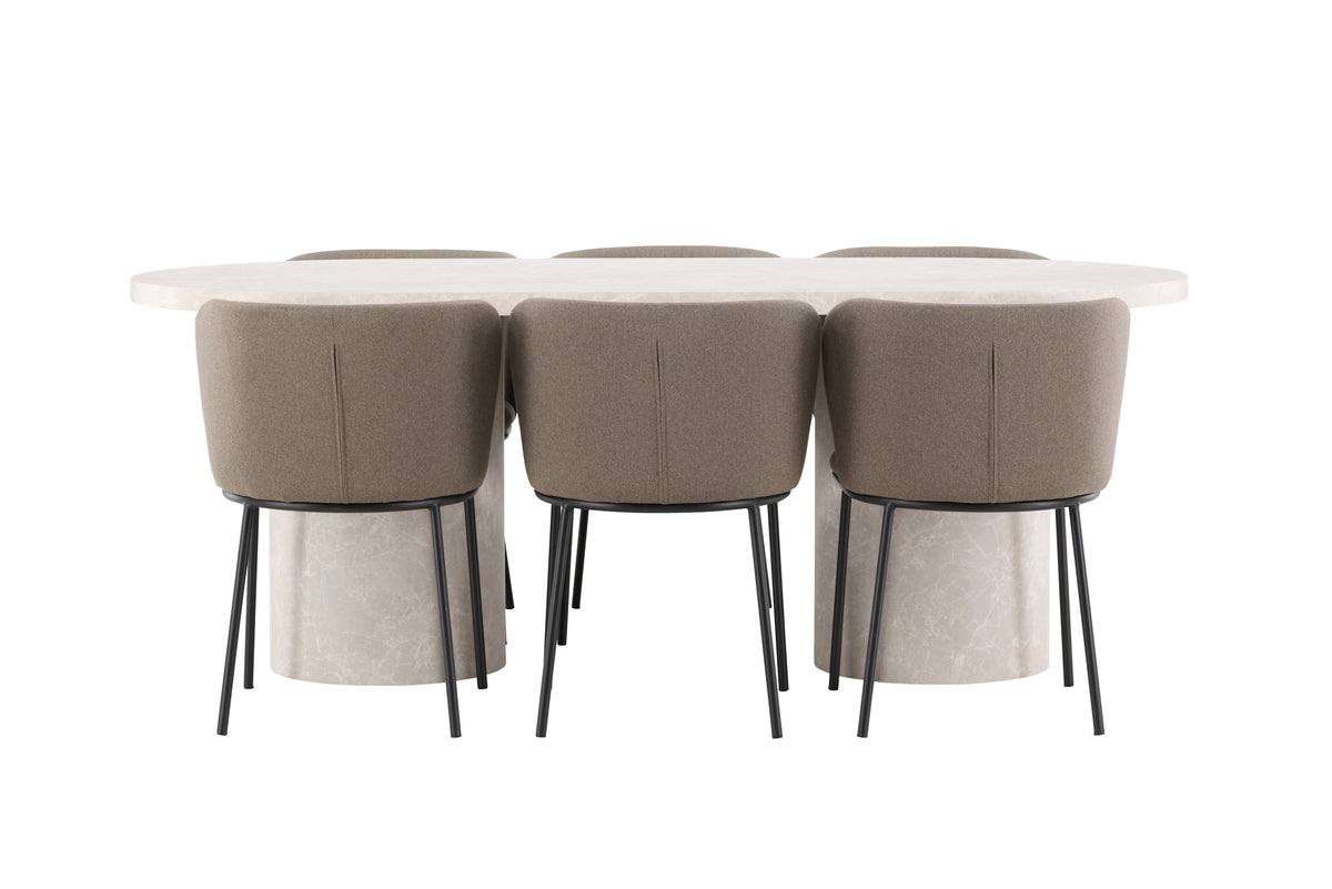 Venture Design Edina & Narvik Matstolar 2-pack Brun + Rektangulära Matbord 200 x 100 Beige