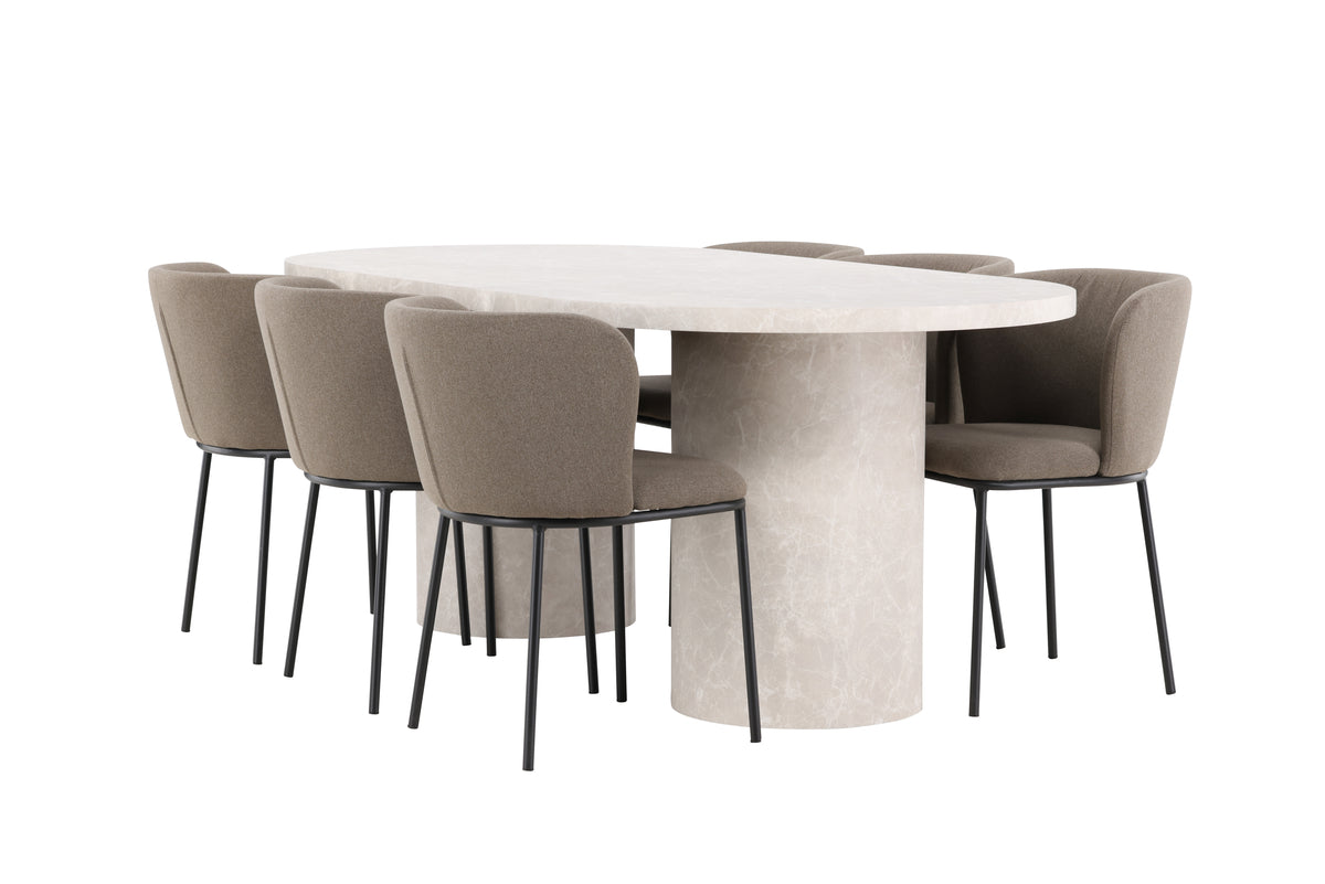 Venture Design Edina & Narvik Matstolar 2-pack Brun + Rektangulära Matbord 200 x 100 Beige