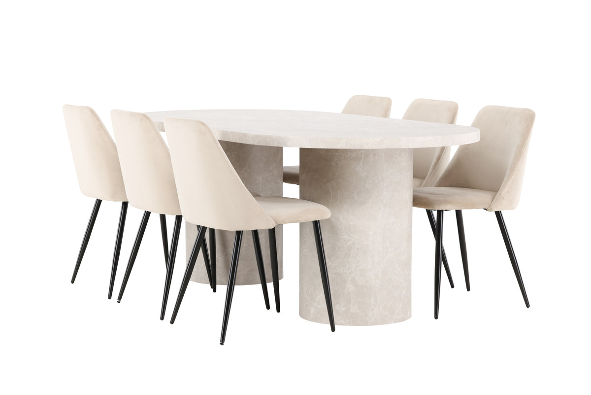 Venture Design Narvik & Night Rektangulära Matbord 200 x 100 Beige + Matstolar 2-pack Beige