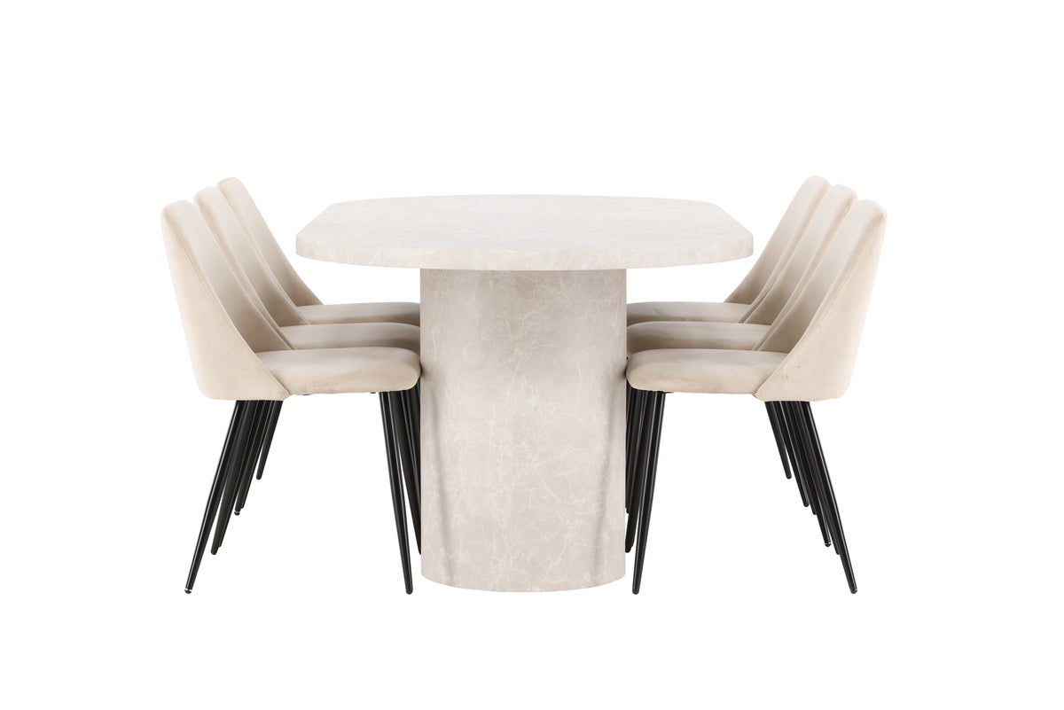 Venture Design Narvik & Night Rektangulära Matbord 200 x 100 Beige + Matstolar 2-pack Beige