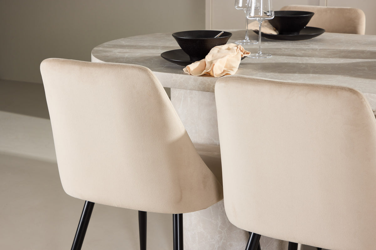 Venture Design Narvik & Night Rektangulära Matbord 200 x 100 Beige + Matstolar 2-pack Beige