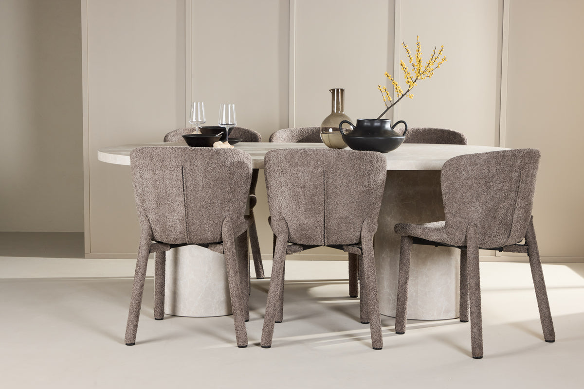 Venture Design Narvik & Astoria Rektangulära Matbord 200 x 100 Beige + Matstolar 2-pack Brun