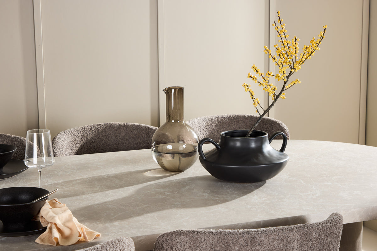 Venture Design Narvik & Astoria Rektangulära Matbord 200 x 100 Beige + Matstolar 2-pack Brun