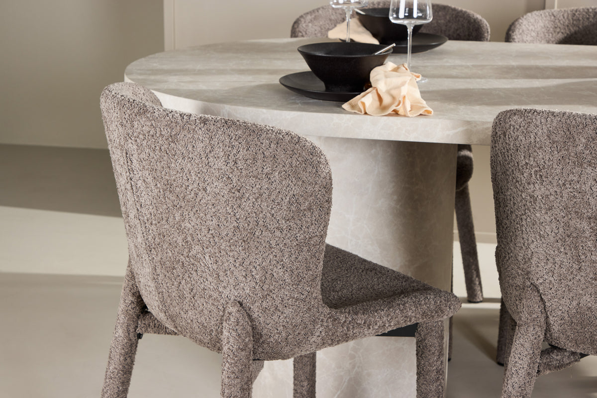Venture Design Narvik & Astoria Rektangulära Matbord 200 x 100 Beige + Matstolar 2-pack Brun