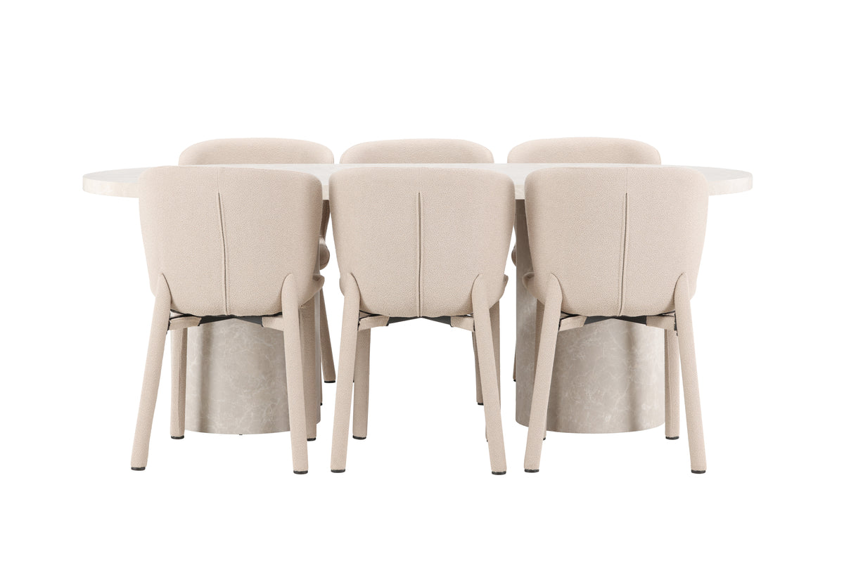 Venture Design Narvik & Astoria Rektangulära Matbord 200 x 100 Beige + Matstolar 2-pack Beige