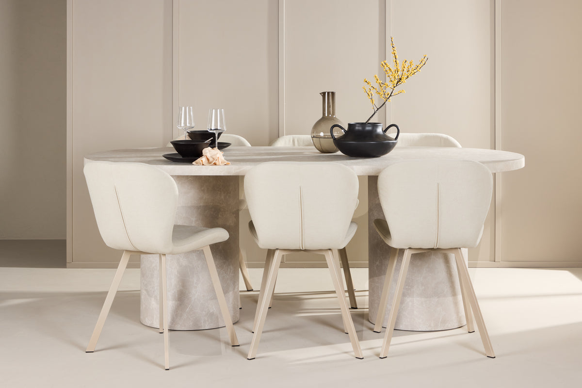 Venture Design Narvik & Lilja Rektangulära Matbord 200 x 100 Beige + Matstolar 2-pack Beige