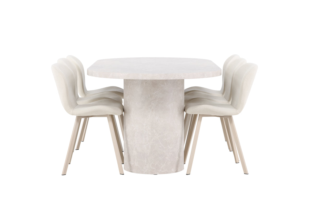 Venture Design Narvik & Lilja Rektangulära Matbord 200 x 100 Beige + Matstolar 2-pack Beige