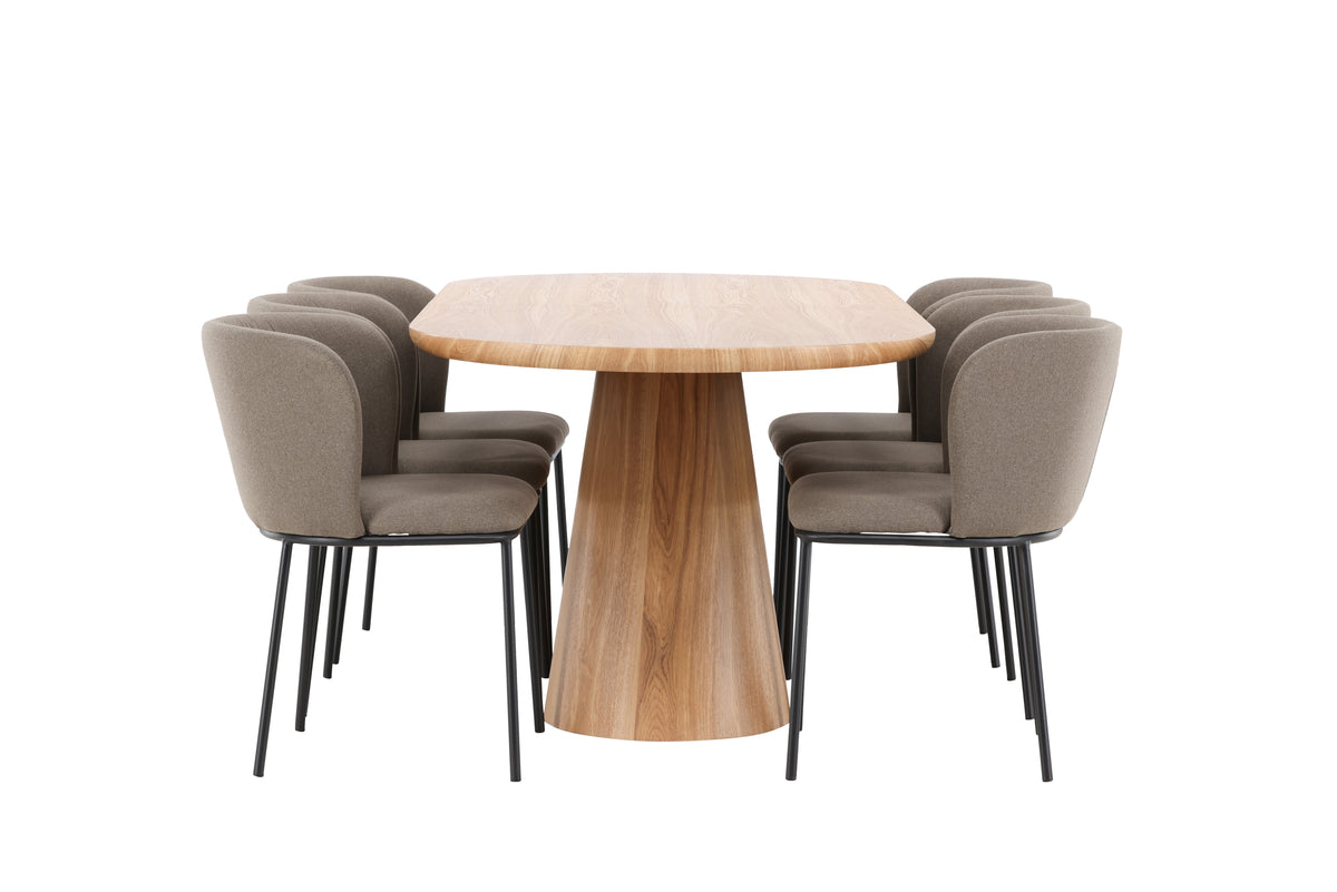 Venture Design Edina & Stjärnö Matstolar 2-pack Brun + Ovala Matbord 200 x 90 Natur