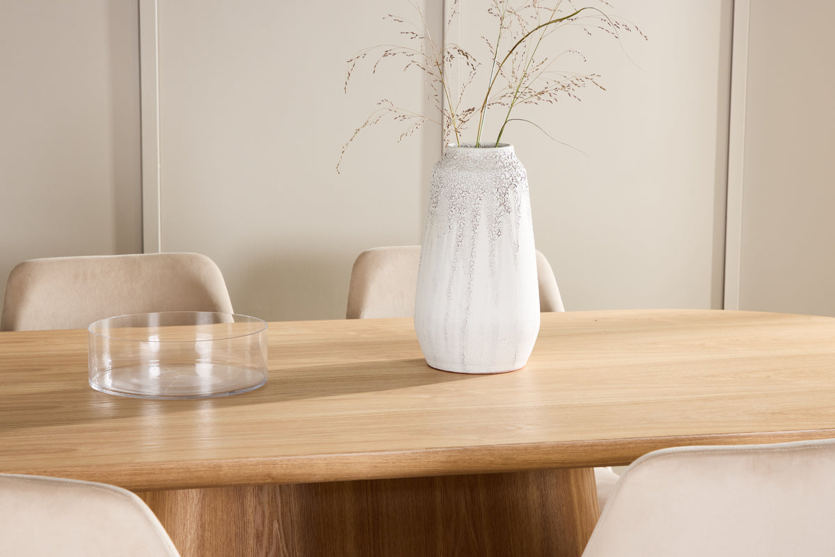 Venture Design Night & Stjärnö Matstolar 2-pack Beige + Ovala Matbord 200 x 90 Natur