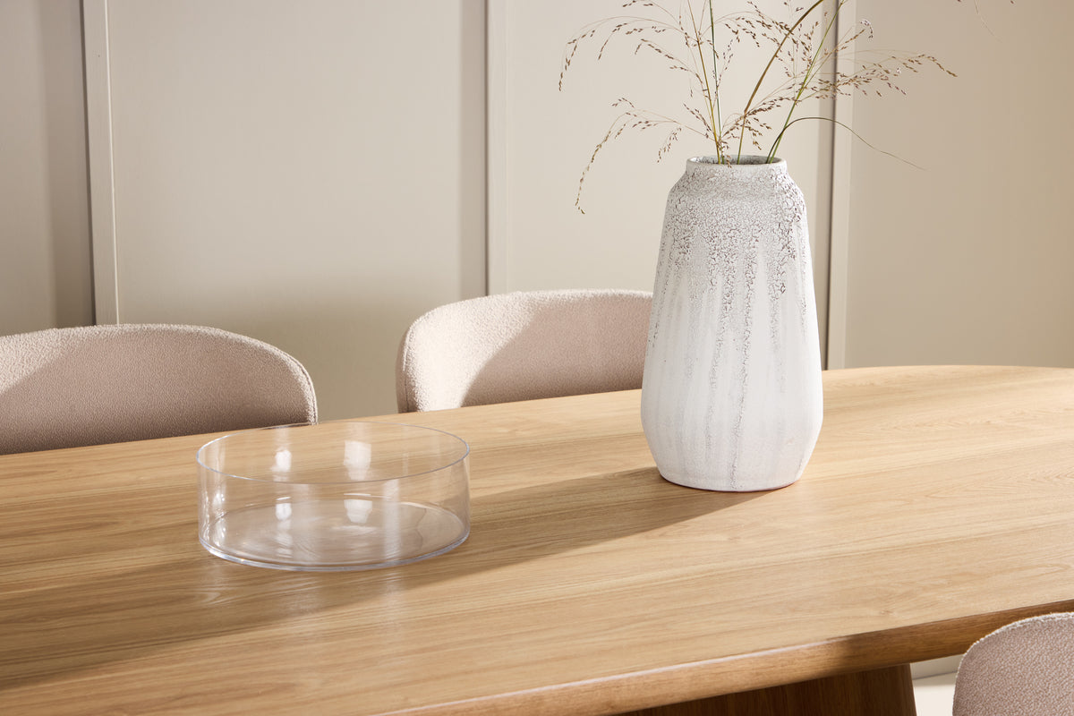 Venture Design Stjärnö & Astoria Ovala Matbord 200 x 90 Natur + Matstolar 2-pack Beige