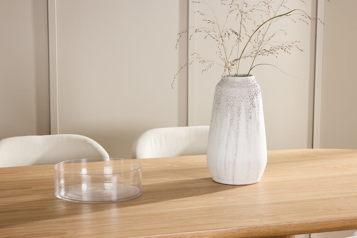 Venture Design Stjärnö & Lilja Ovala Matbord 200 x 90 Natur + Matstolar 2-pack Beige