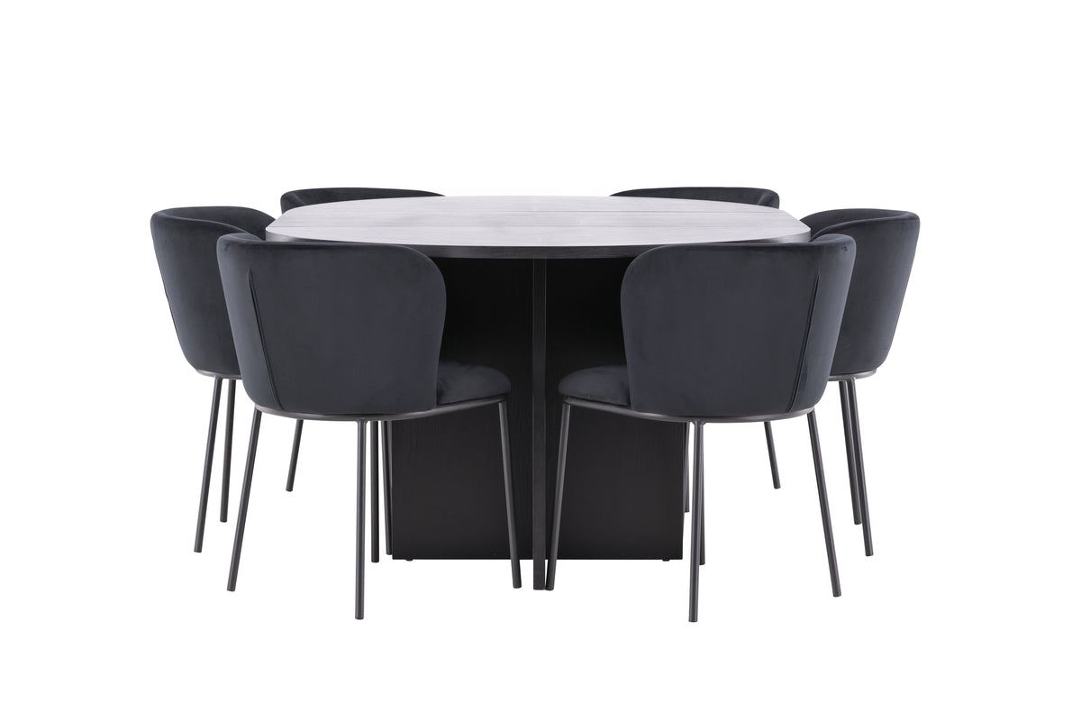 Venture Design Edina & Strada Matstolar 2-pack Svart + Rektangulära Matbord ⌀120 Svart
