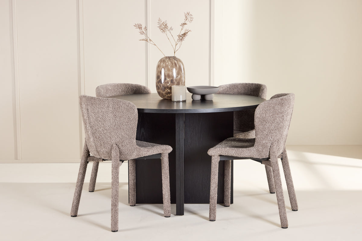 Venture Design Strada & Astoria Rektangulära Matbord ⌀120 Svart + Matstolar 2-pack Brun