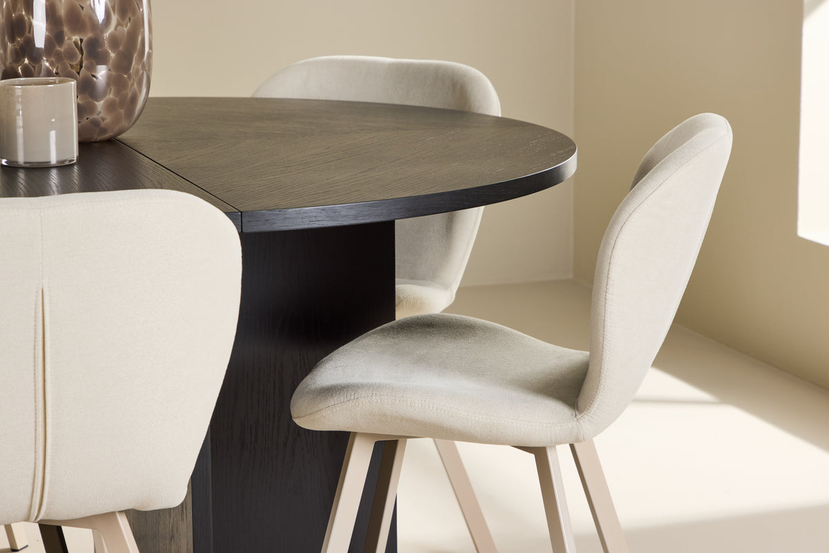 Venture Design Strada & Lilja Rektangulära Matbord ⌀120 Svart + Matstolar 2-pack Beige