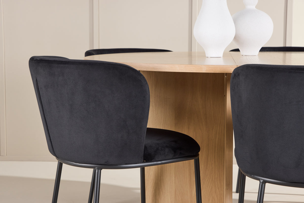 Venture Design Edina & Strada Matstolar 2-pack Svart + Rektangulära Matbord ⌀120 Vitputsad