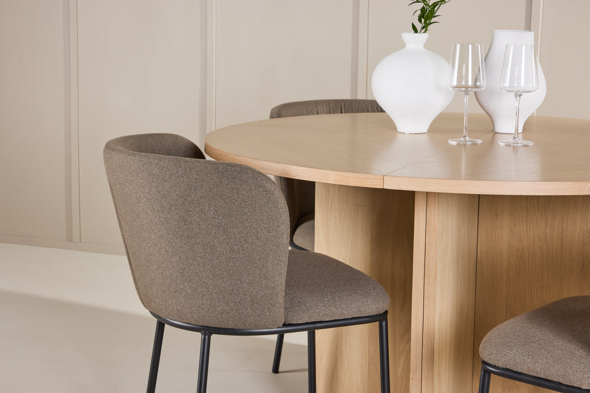 Venture Design Edina & Strada Matstolar 2-pack Brun + Rektangulära Matbord ⌀120 Vitputsad