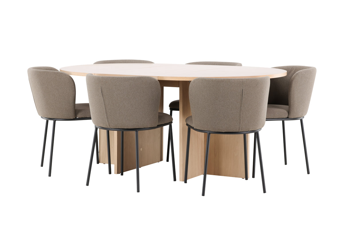 Venture Design Edina & Strada Matstolar 2-pack Brun + Rektangulära Matbord ⌀120 Vitputsad