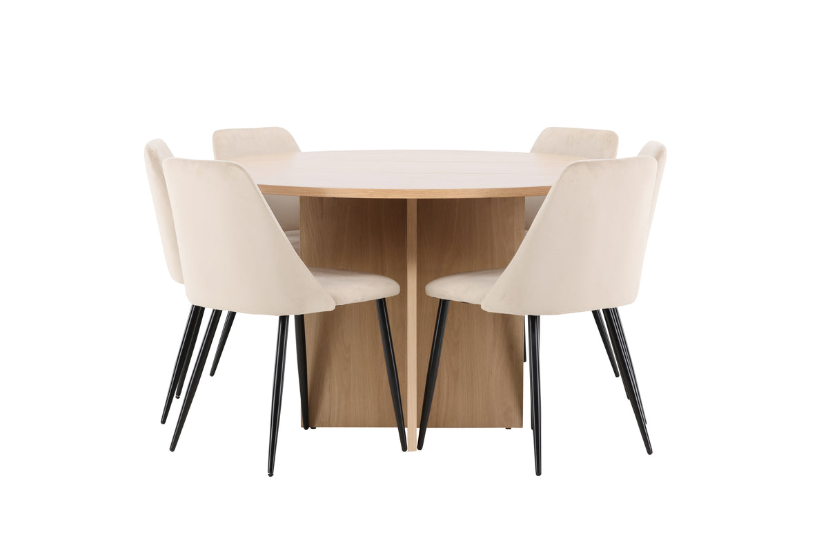 Venture Design Night & Strada Matstolar 2-pack Beige + Rektangulära Matbord ⌀120 Vitputsad