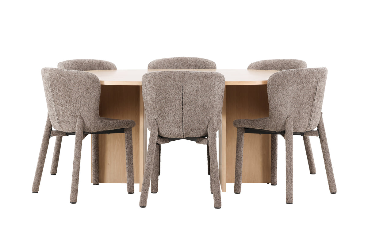 Venture Design Strada & Astoria Rektangulära Matbord ⌀120 Vitputsad + Matstolar 2-pack Brun