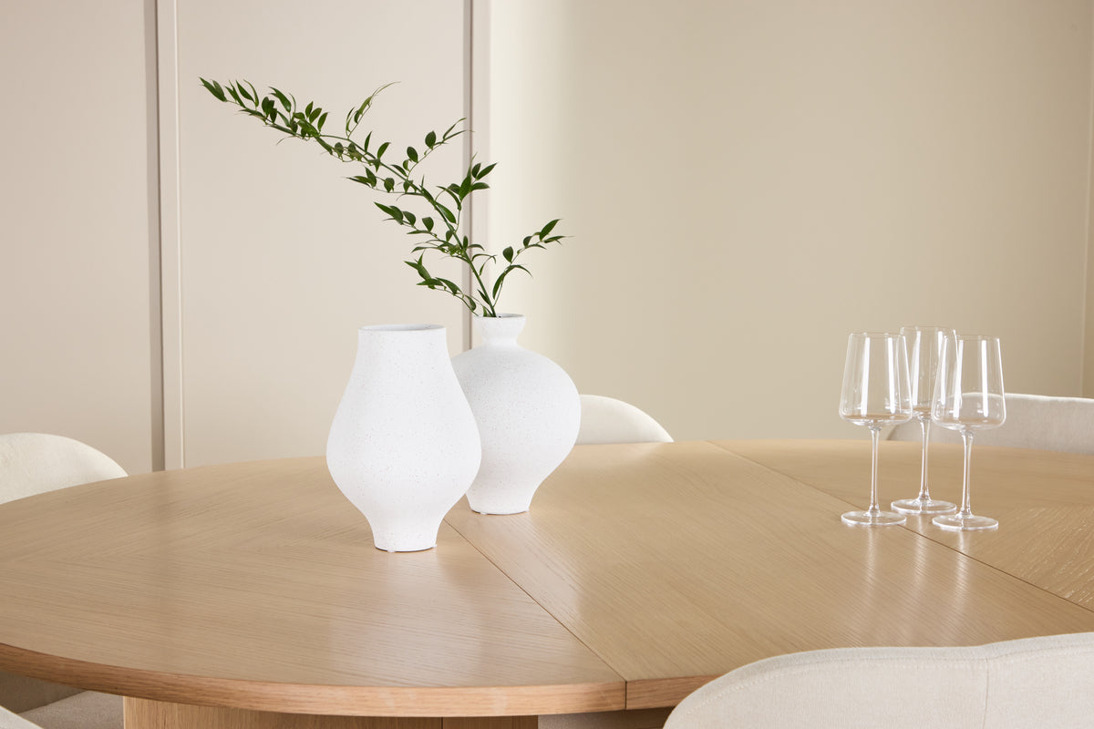 Venture Design Strada & Lilja Rektangulära Matbord ⌀120 Vitputsad + Matstolar 2-pack Beige