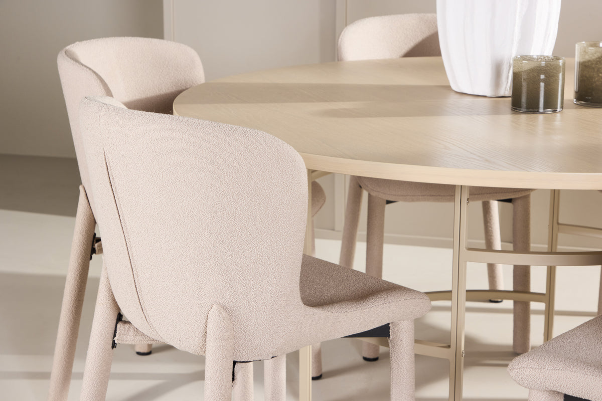 Venture Design Copenhagen & Astoria Runda Matbord ⌀140 Vitputsad + Matstolar 2-pack Beige