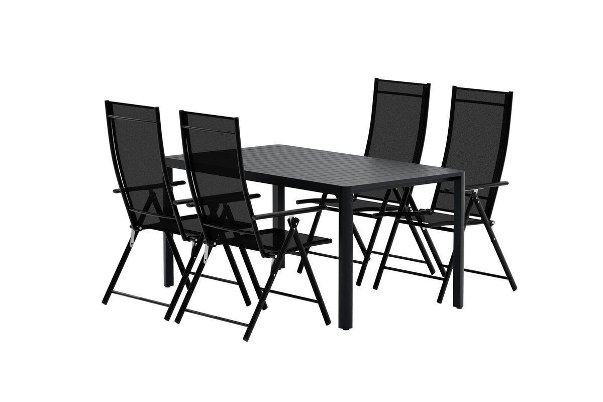 Venture Design Giardini & Levanzo Rektangulära Matbord 150 x 85 Svart + Positionsstolar 2-pack Svart