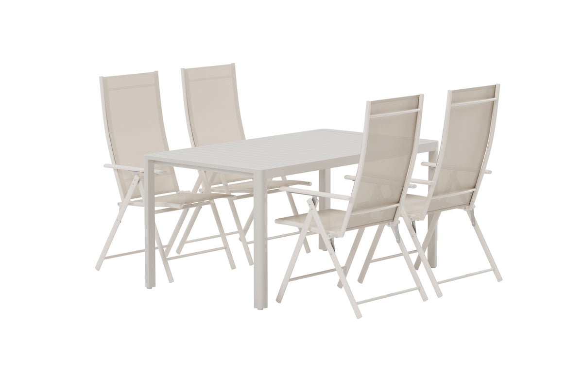 Venture Design Giardini & Levanzo Rektangulära Matbord 150 x 85 Beige + Positionsstolar 2-pack Beige