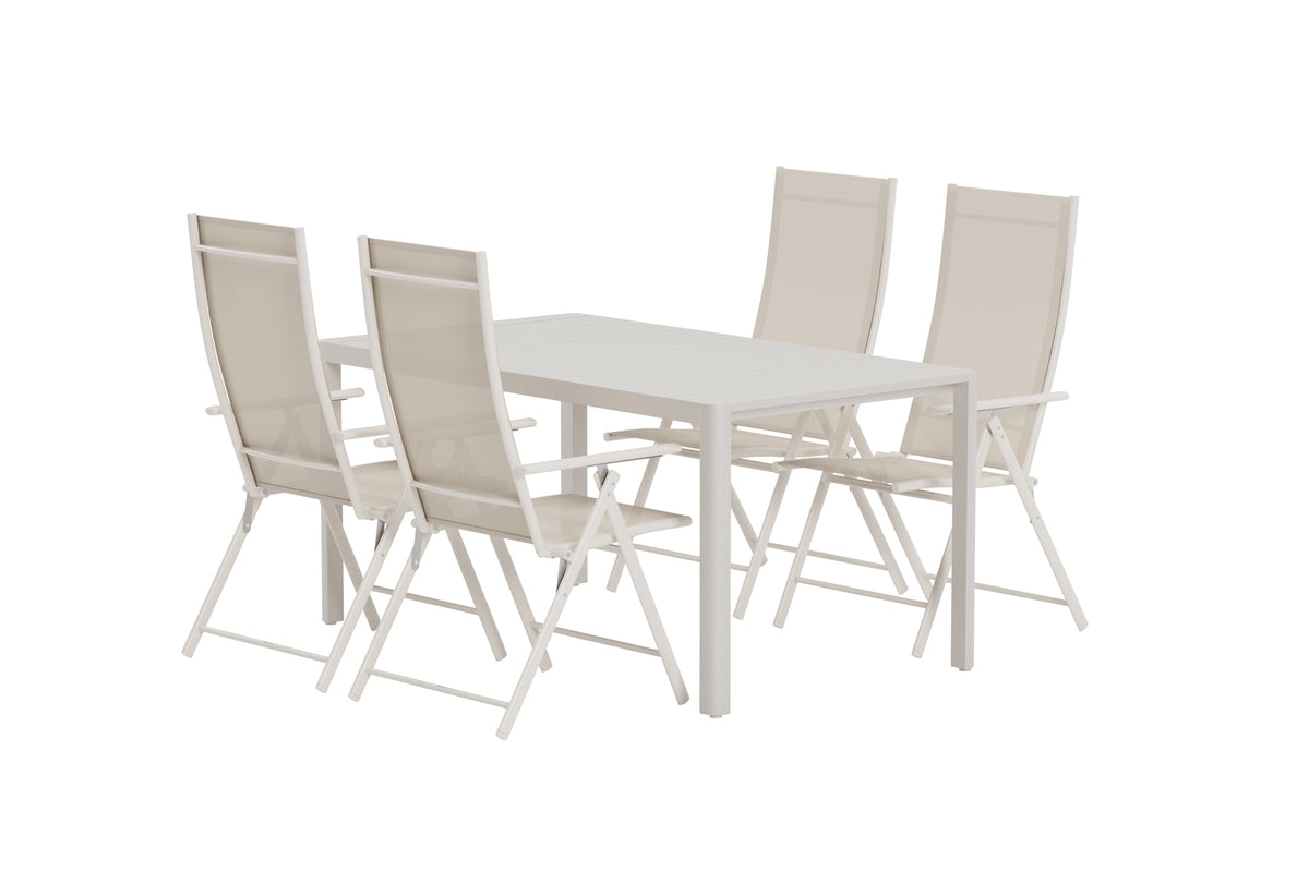 Venture Design Giardini & Levanzo Rektangulära Matbord 150 x 85 Beige + Positionsstolar 2-pack Beige