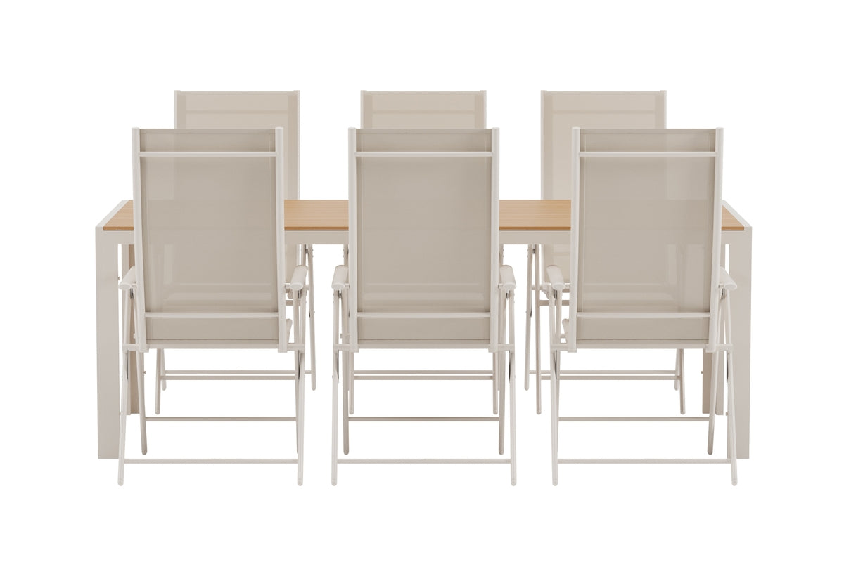 Venture Design Break & Levanzo Rektangulära Matbord 205 x 90 Beige + Positionsstolar 2-pack Beige
