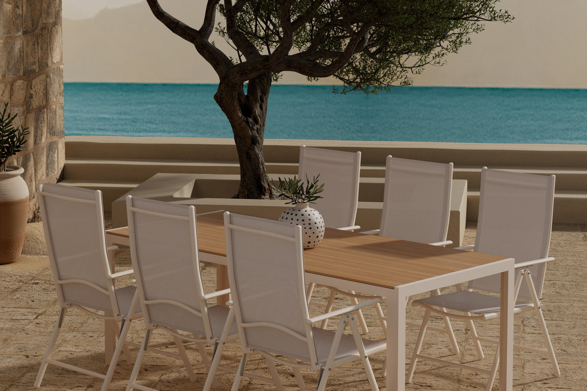 Venture Design Break Rektangulära Matbord 205 x 90 Beige + Matstolar 2-pack Beige