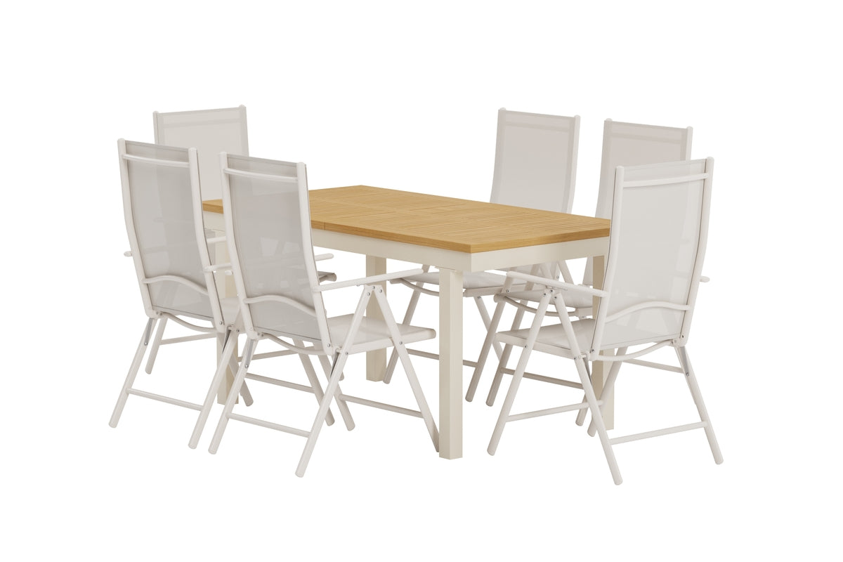 Venture Design Break & Panama Matstolar 2-pack Beige + Rektangulära Matbord 160 x 90 Natur