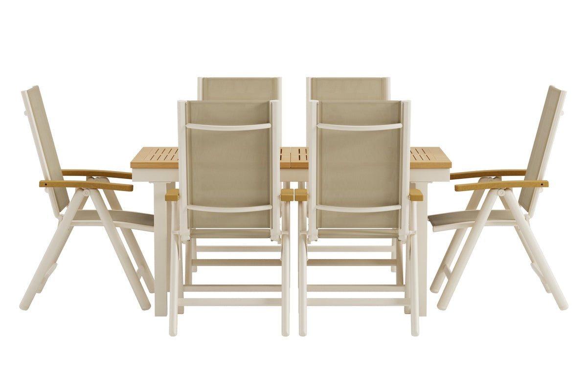 Venture Design Panama Matstolar 2-pack Beige + Rektangulära Matbord 160 x 90 Natur