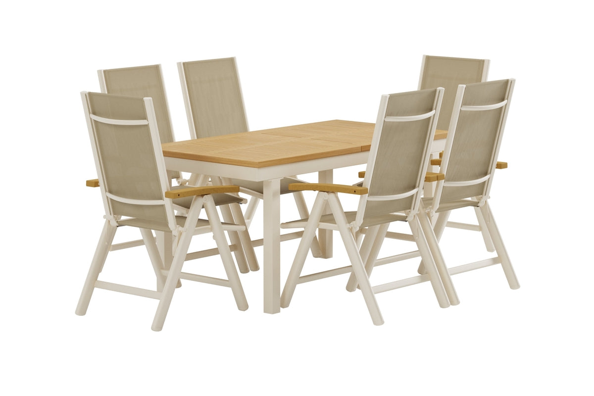 Venture Design Panama Matstolar 2-pack Beige + Rektangulära Matbord 160 x 90 Natur