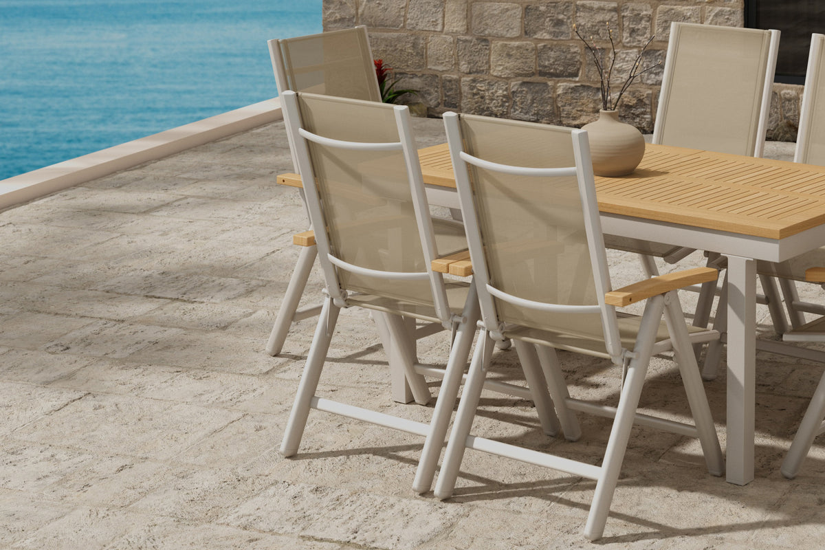 Venture Design Panama Matstolar 2-pack Beige + Rektangulära Matbord 160 x 90 Natur