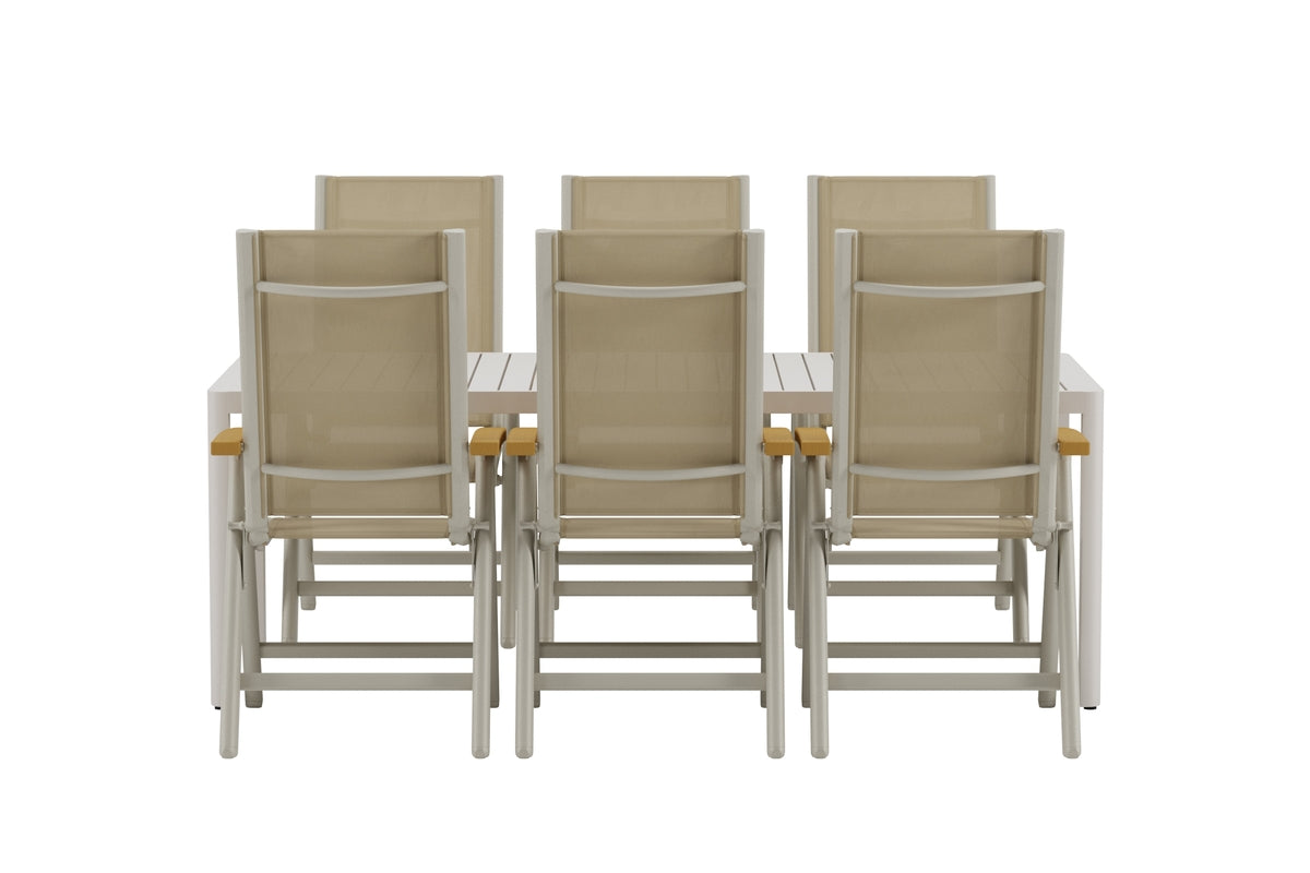 Venture Design Giardini & Panama Rektangulära Matbord 200 x 90 Beige + Matstolar 2-pack Beige
